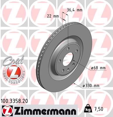 ZIMMERMANN 100.3358.20 ARKA FREN AYNASI TOUAREG 3.0TDI 17> A4-A5 1.8 TFSI-2.0 TDI 08> A6 2.0 TFSI-2.8 FSI 11> 330x22x5xHVLI 986479750-986479C86-DF6175S