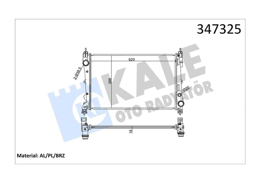 KALE 347325 RADYATÖR DOBLO 1.4-1.3 DMTJ 10 > COMBO 1.3 CDTİ 12 > MEKANİK AC /- 620x400x16