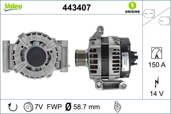 VALEO 443407 ALTERNATÖR FORD TRANSİT-RANGER 11> 2.2 TDCİ 150 AMP