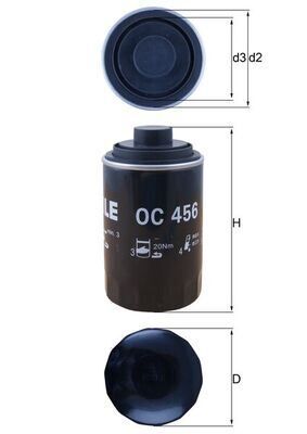 MAHLE OC456 YAĞ FİLTRESİ GOLF VI-PASSAT 10>TIGUAN 07>T5 11>A3 04>A4 08>A6 11>OCTAVIA 09>LEON 09> 2.0 TFSI