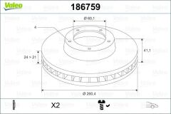 VALEO 186759 ÖN FREN AYNASI CORSA C - COMBO C 01>11 MERIVA A 03>10 TIGRA 04>09 260x24x4DL HAVALI