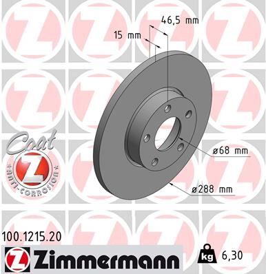 ZIMMERMANN 100.1215.20 ÖN FREN AYNASI AUDI 100 2.0-2.3-2.4D-2.5TDI 90-94 -A4 1.8 20V 95 > A6 1.8 20V-1.9TDI-2.0-2.5TDI 94 986478545-DF2650