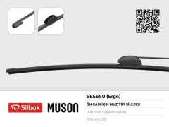SILBAK SBE650 SİLECEK SÜPÜRGESİ MUZ TİPİ 650mm ÜNİVERSAL KANCALI ERGONOMİK