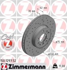 ZIMMERMANN 150.1297.52 FREN DISKI ON BMW E83 E53 DELIKLI