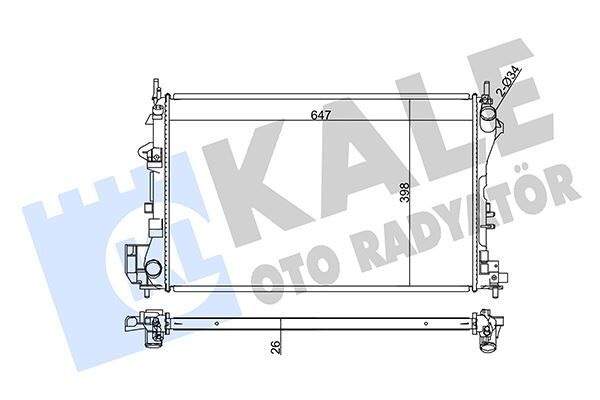 KALE 352200 SU RADYATÖRÜ OPEL VECTRA C 1.6 1.8 1.6 16V 02-08 SAAB 9-3 1.8 2.0T 03-15 MT AC NAC BRAZING 650x398x26