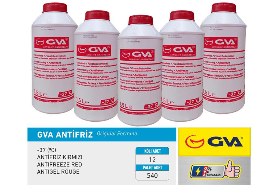 GVA 9930122 ANTİFRİZ 1.5 LT -37 C KIRMIZI LONG LİFE Koli 12 Ad ORGANIK