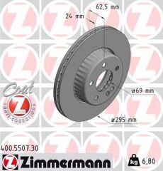 ZIMMERMANN 400.5507.30 FREN DISKI ON MERCEDES C-CLASS W205 S205 C205 A205