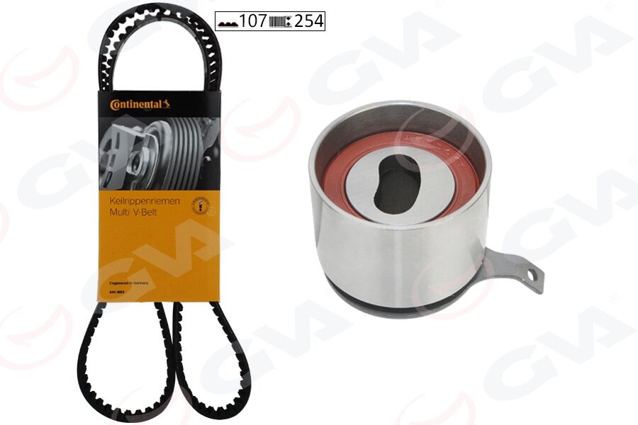 GVA 59T9932 TRİGER KAYIŞ SETİ EKSANTRİK SETİ DAEWOO DAMAS MATIZ 0.8L 3 silindir 95-00 / TICO 0.8L F8C tek e ksantrik 95-> 1 KAYIŞ 1 RULMAN 107x250