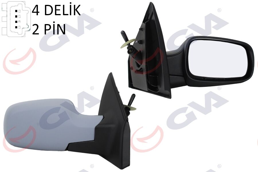 GVA 1014140 DIŞ DİKİZ AYNASI SAĞ RENAULT CLIO III 05> MEKANİK SENSÖRLÜ ASTARLI KONVEKS 2 FİŞ VM-6136PSR R