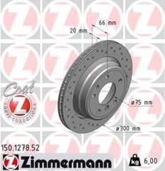 ZIMMERMANN 150.1278.52 FREN DİSKİ ARKA BMW M5 E34 88>95 E34 V8 4.0 92>96 DELIKLI