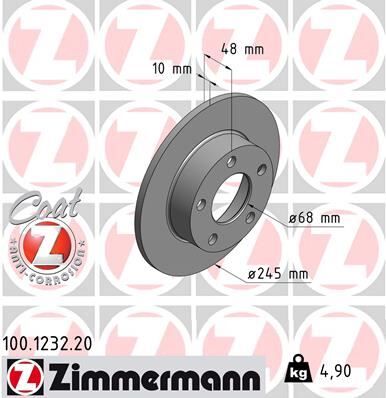 ZIMMERMANN 100.1232.20 ARKA FREN AYNASI PASSAT 1.8 20V-1.9TDI-2.5-2.8 96> AUDI A4 2.5 QUATTRO 96-01 245x10x5DL 986478888-986479B56-DF4026