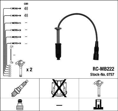 NGK 0757 ATESLEME KABLOSU SETI MERCEDES M111 W202 S202 C208 A208 W210 S210 W163 R170