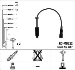 NGK 0757 ATESLEME KABLOSU SETI MERCEDES M111 W202 S202 C208 A208 W210 S210 W163 R170
