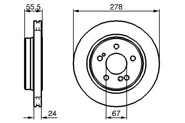 BOSCH 0986479133 FREN DISKI ARKA MERCEDES W202 W203 CL203 S203 C208 C209 A208 A209 W210 R170