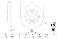 BOSCH 0986479E58 FREN DISKI ARKA LAND ROVER RANGE ROVER EVOQUE L538 11>19