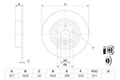 BOSCH 0986479E58 FREN DISKI ARKA LAND ROVER RANGE ROVER EVOQUE L538