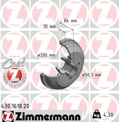 ZIMMERMANN 430.1618.20 ARKA FREN KAMPANASI CORSA A 83-92 -CORSA B-TIGRA A 93-02 ABS SİZ