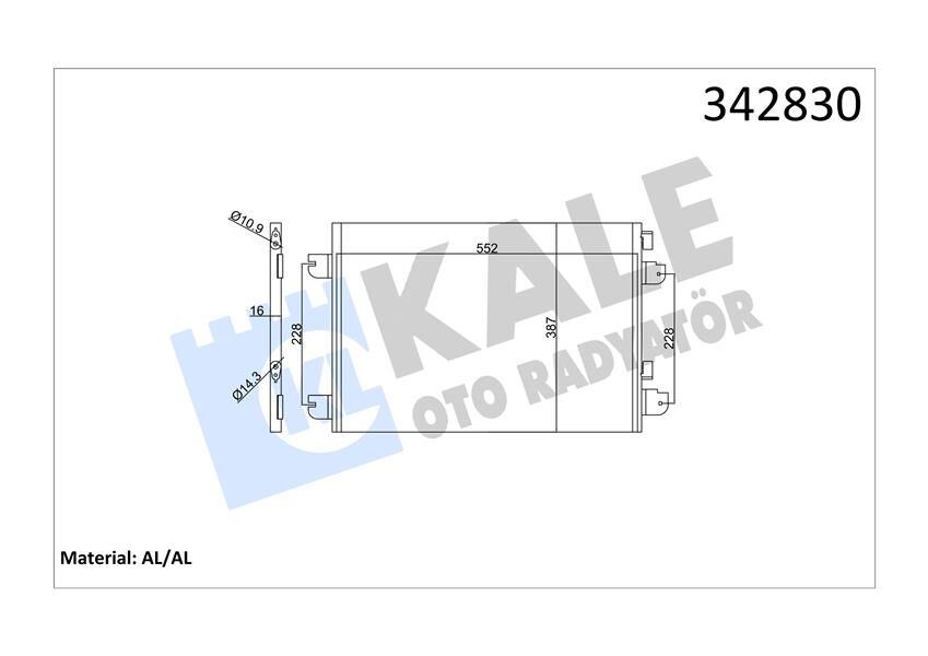 KALE 342830 KLİMA RADYATÖRÜ KONDANSER RENAULT MEGANE I 96>03 SCENIC I 99>03 1.4 1.6 1.9DTI 2.0 DACIA LOGAN 06 > 1.5dCi 1.6