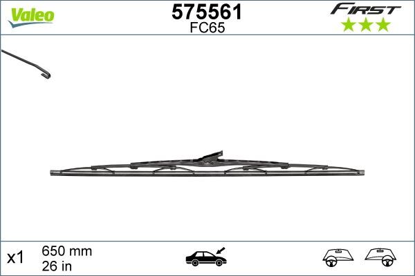 VALEO 575561 SİLECEK SÜPÜRGESİ 65cm x1 NORMAL TİP FİRST ÜNİVERSAL