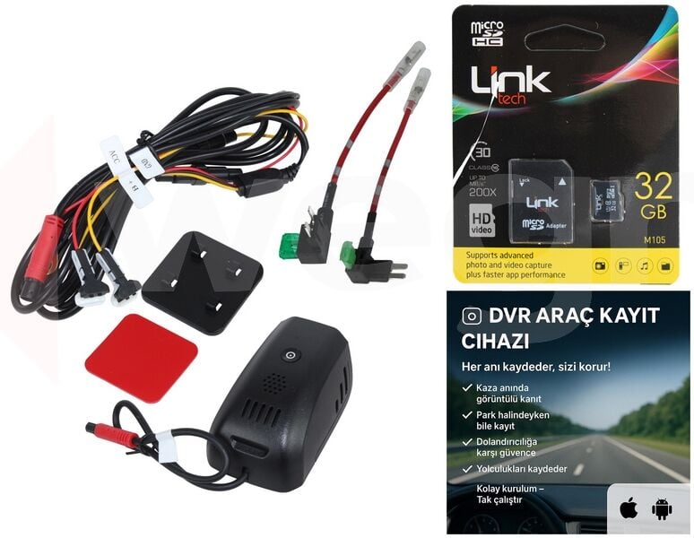 WEGNA AC02-001 ARAÇ DVR KAYIT CİHAZI TÜRKÇE MENÜ ANDROID VE APPLE UYUMLU HD KALITELI