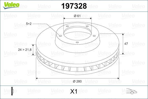 VALEO 197328 ÖN FREN DİSKİ RENAULT LAGUNA II 01>07 280x21.8 HAVALI 5 DELİK