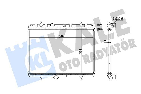 KALE 352500 RADYATÖR C3 02>C2 03>207 07> 1.4-1.6 16V-1.6HDI AC MEK AL/PL/BRZ 378x548x26