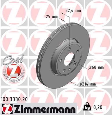 ZIMMERMANN 100.3330.20 ÖN FREN AYNASI HAVALI A4 8EC 2.0 TDI 06- A4 8K2 A4 AVANT 8K5 1.8 TFSI/1.8 TFSI QUATTRO/2.0 TFSI/2.0 986479467-DF4866S