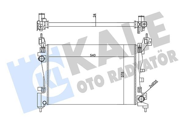 KALE 356435 SU RADYATÖRÜ FIAT PUNTO-FIORINO-QUBO 1.2 1.4 1.4 16V 05 > MT AC NAC MEKANİK 540x378x24