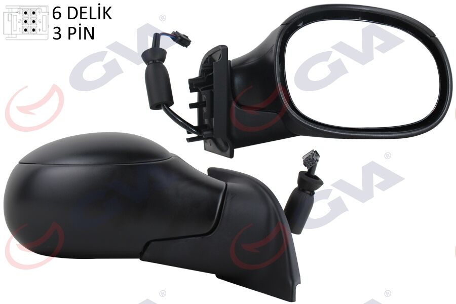GVA 1050230 DIŞ DİKİZ AYNASI SAĞ C3 02> ELEKTRİKLİ ISITMALI KONVEKS 3 FİŞ VM-501ER
