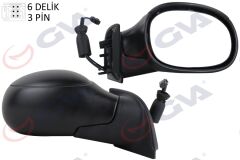GVA 1050230 DIŞ DİKİZ AYNASI SAĞ C3 02> ELEKTRİKLİ ISITMALI KONVEKS 3 FİŞ VM-501ER