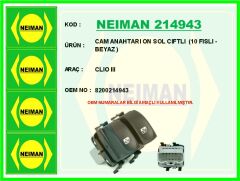 NEIMAN 214943 CAM ANAHTARI ON SOL CIFTLI 10 FISLI - BEYAZ CLIO III