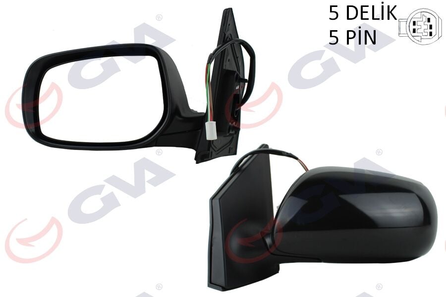 GVA 1071131 DIŞ DİKİZ AYNASI SOL COROLLA 08> ELEKTRİKLİ ISITMALI ASTARLI KONVEKS 5 FİŞ VM-6263NEHPL