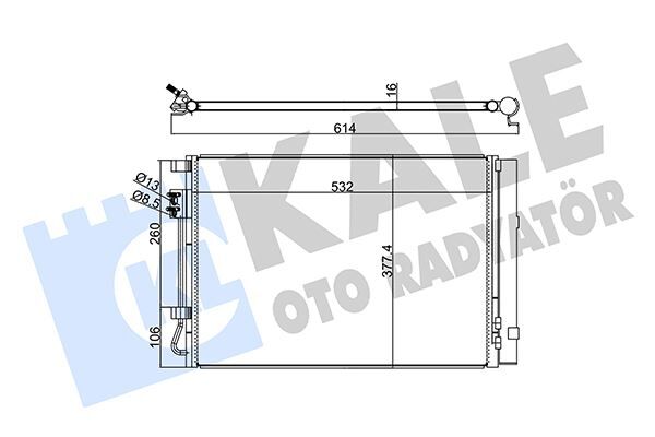 KALE 380200 KLİMA KONDENSERİ ACCENT BLUE 1.4İ / KIA RIO III AL/AL 530x371x16