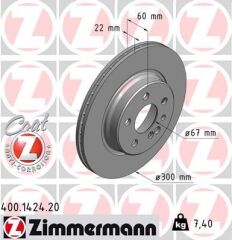 ZIMMERMANN 400.1424.20 FREN DISKI ARKA MERCEDES S-CLASS W140 W220