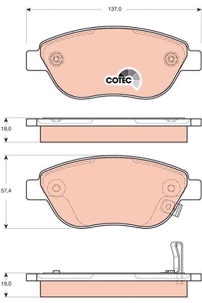 TRW GDB1701 ÖN BALATA CORSA D BÜYÜK TİP 1.3 CDTI 07/06 > FIAT 500L 12> 0.9T 1.4 1.3D MTJ 1.6D MTJ