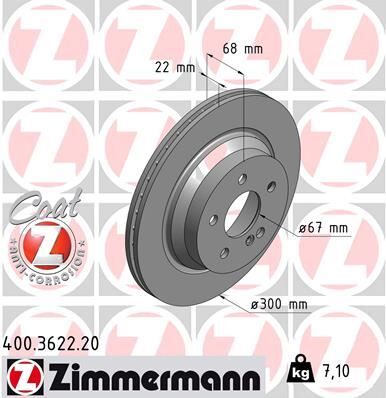 ZIMMERMANN 400.3622.20 FREN DISKI ARKA MERCEDES W211 W212 S212 C218 C219 X204