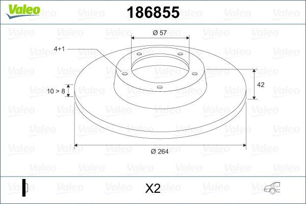 VALEO 186855 ARKA FREN AYNASI ASTRA H L67 04>14 COMBO C 01>11 MERIVA A 03>10 264x10x4DL DOLU