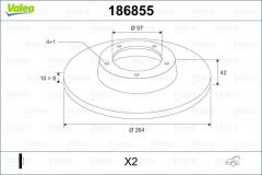 VALEO 186855 ARKA FREN AYNASI ASTRA H L67 04>14 COMBO C 01>11 MERIVA A 03>10 264x10x4DL DOLU
