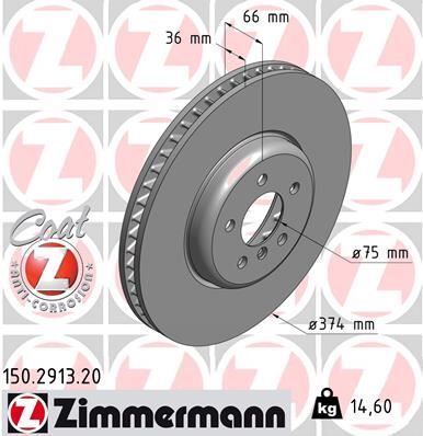 ZIMMERMANN 150.2913.20 FREN DISKI ON SAG BMW F07 F10 F11 F06 F12 F13 F01 F02 F04
