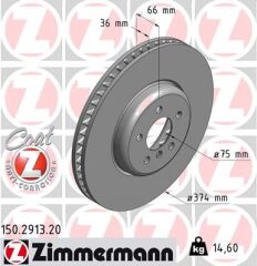 ZIMMERMANN 150.2913.20 FREN DISKI ON SAG BMW F07 F10 F11 F06 F12 F13 F01 F02 F04