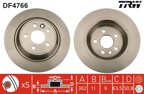 TRW DF4766 ARKA FREN DISK AYNASI MONDEO IV S MAX GALAXY 07>14 KUGA I 08>12 / EVOQUE 12-18 302mm