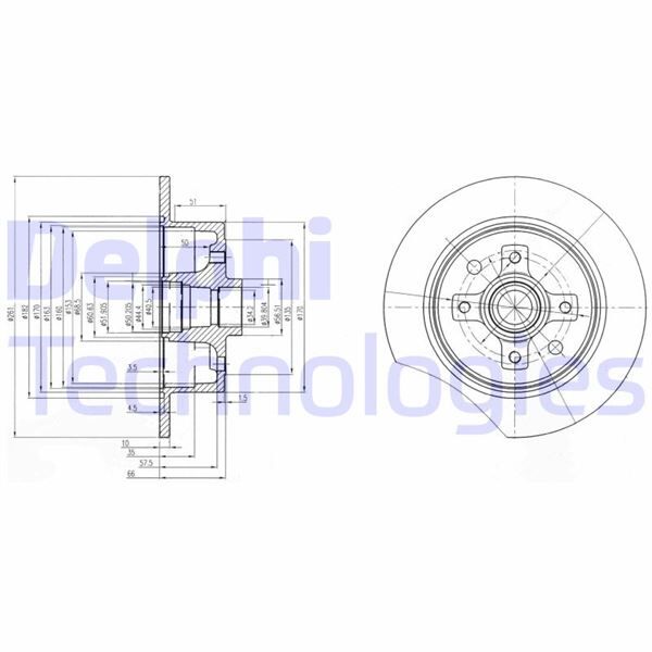 DELPHI BG2571 ARKA FREN AYNASI TAKIM VECTRA A 88-11.95 -KADETT E 87-91 261x10x4DL