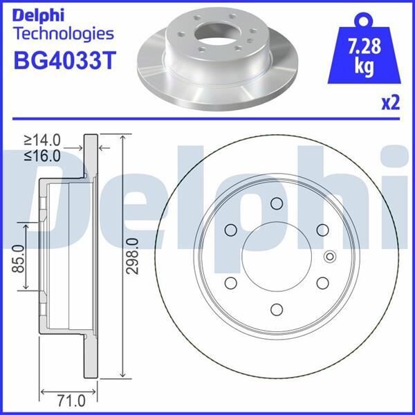 DELPHI BG4033T FREN DISKI ARKA MERCEDES SPRINTER B906 B907 B910 . VW CRAFTER 30-35-50