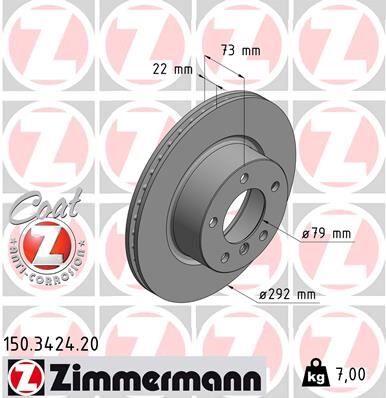 ZIMMERMANN 150.3424.20 FREN DISKI ON BMW E81 E82 E87 E88 E90