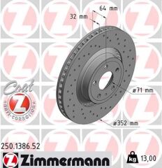 ZIMMERMANN 250.1386.52 FREN DİSK DELİKLİ