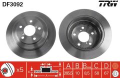 TRW DF3092 ARKA FREN DİSKİ DOLU TİP SUBARU IMPREZA 2.0L EJ20 GC8 kasa 96-00 / FORESTER 2.0L EJ20 SF kasa 98-> / LEGACY 2.0L EJ20 94-98 266 çap x 5 bijon - Takım disk fiyatıdır