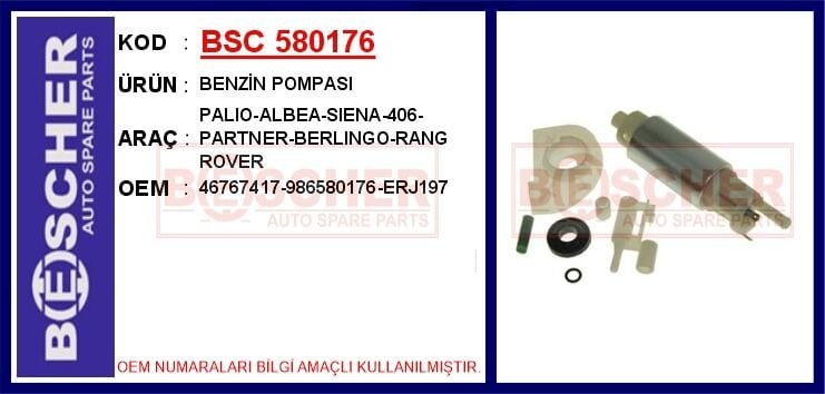 BSC 580176 BENZİN POMPASI PALIO-ALBEA-SIENA-406-PARTNER-BERLINGO-RANG ROVER