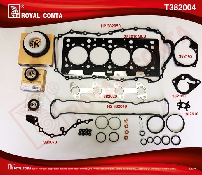 ROYAL T382004 MOTOR TAKIM CONTA SKT KEÇELİ/SUB.LASTİKLİ CLIO-MGN 1.5 DCİ