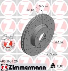 ZIMMERMANN 400.3654.20 FREN DISKI ON MERCEDES W204 S204 W212 S212 C207 A207