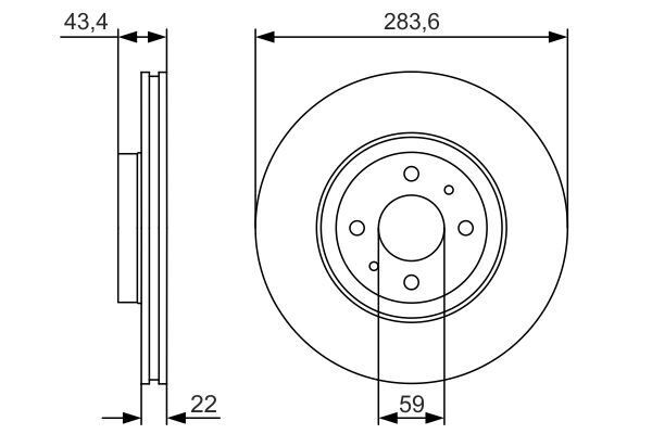 BOSCH 0986479S01 ÖN FREN AYNASI FIAT DOBLO 05>IDEA 04>LINEA 09> FIORINO 09> BRAVO 01>STILO 01> 284x22x 4 DELİK HAV ALI